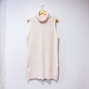 LOLE Cream knit turtleneck tunic | Cozy minimal longline | X-Large